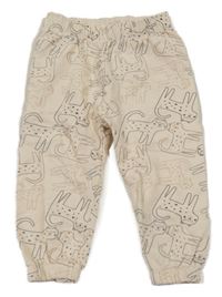 Smetanové tepláky s leopardy 