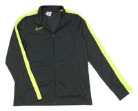 Tmavošedá sportovní funkční propínací mikina s neonovým pruhem a logem Nike