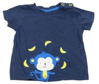 Tmavomodré tričko s opicí a banány Lupilu
