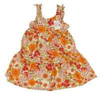 Krémovo-oranžovo-červené květované šaty Matalan