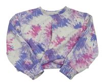 Bílo-fialovo-růžová batikovaná crop mikina Primark