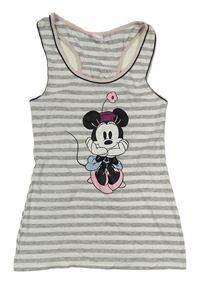 Šedo-bílý pruhovaný top s Minnie Disney