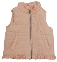 Růžová šusťáková zateplená vesta s volánky H&M