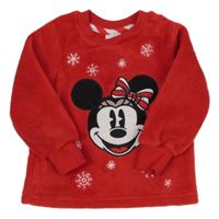 Červená plyšová mikina s Minnie Disney