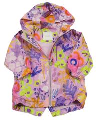 Lila-barevná květovaná vzorovaná šusťáková jarní bunda s kapucí Next