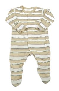 Béžovo-bílo-zelený pruhovaný overal Nutmeg