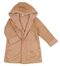 Růžový semišový zateplený kabát s králíčky a kapucí Shein