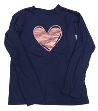 Tmavomodré triko se srdcem 