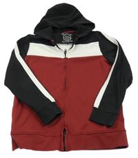 Vinovo-černo-bílá propínací mikina s kapucí C&A