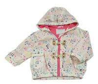 Bílo-barevná vzorovaná šusťáková jarní bunda s kapucí Vertbaudet