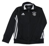 Černo-bílá propínací fotbalová mikina s pruhy Deutschland Adidas 