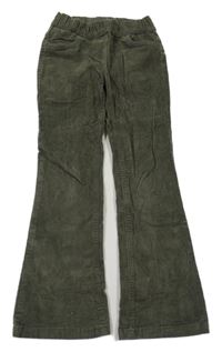 Khaki flare elastické manšestráky C&A