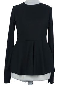 Dámské černé žebrované peplum triko Boohoo 