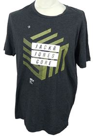 Pánské tmavošedé tričko s logem Jack&Jones 
