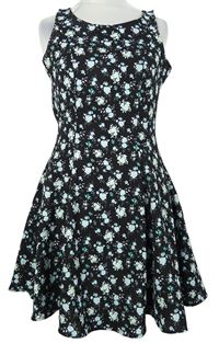 Dámské černé kytičkované šaty H&M vel. 32