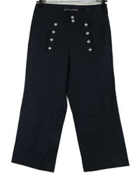 Dámské tmavomodré culottes kalhoty s gombíky 