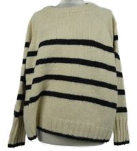 Dámský béžovo-černý pruhovaný oversized svetr Primark 