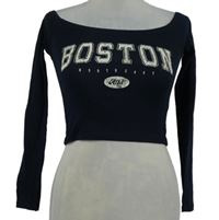 Nové - Dámské tmavomodré crop triko s nápisem Primark