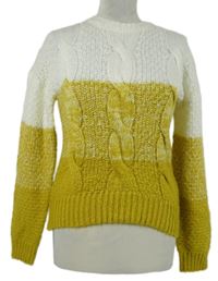 Dámský bílo-okrový pruhovaný melírovaný svetr Primark 