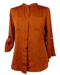 Dámská cihlově červená saténová halenka Marco Pecci 