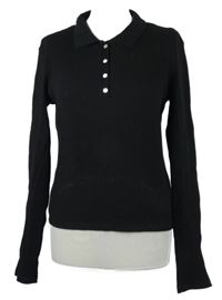 Dámské černé žebrované crop triko s límečkem Zara 