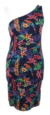 Dámské tmavomodré kytičkované asymetrické šaty C&A