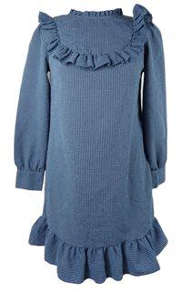 Dámské tmavomodré kostičkované krepové šaty s volánky New Look 