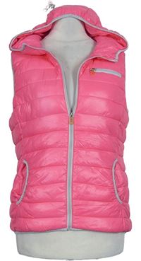 Dámská neonově růžová šusťáková zateplená vesta s kapucí FB Sister 