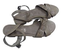 Dámské hnědé kožené páskové sandály s cvočky Marc Tozzi vel. 42