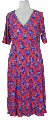 Dámksérůžovo-modré květované šaty EAST 
