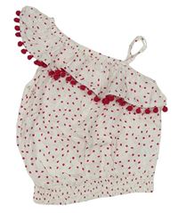 Bílý puntíkatý top s volánkem Candy couture
