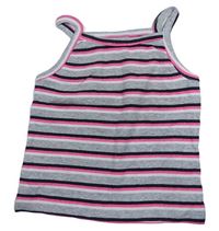 Šedo-černo-bílo-neonově růžový pruhovaný crop top Matalan