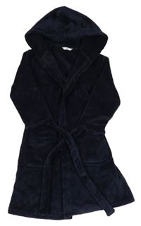 Tmavomodrý chlupatý župan s kapucí M&S