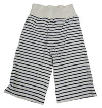 Bílo-tmavomodré pruhované široké tepláky Next