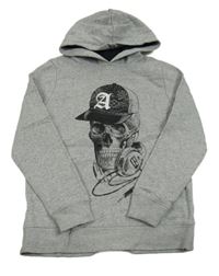 Světlešedá mikina s lebkou a kapucí C&A