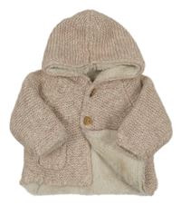 Světlerůžový propínací zateplený svetr s kapucí Zara