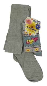 2x - Šedé nadkolenky + šedo-barevné ponožky 