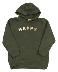 Khaki mikina s nápisem a kapucí Topolino