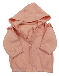 Světlerůžová propínací mikina s krajkou a kapucí George