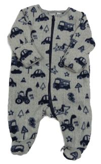 Šedý fleecový overal s obrázky Bluezoo