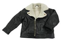 Černá koženková zateplená bunda 