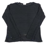 Černo-barevné třpytivé crop triko 