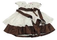 Kostým- Bílo-hnědé šaty s puntíky 