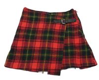 ČErveno-černo-zelená kostkovaná flaušová sukně miss e-vie