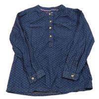 Modrá vzorovaná riflová polohalenka 