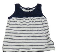 Tmavomodro-bílý pruhovaný top s krajkou LC Waikiki