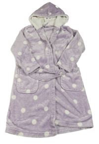 Fialový chlupatý župan s puntíky a kapucí Kappahl