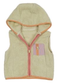 Smetanovo-růžová huňatá vesta s kapucí NUt