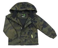 Khaki-černo-zelená army šusťáková jarní bunda s kapucí Tu