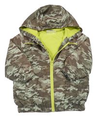 Hnědá army šusťáková podzimní bunda s kapucí Ergee
